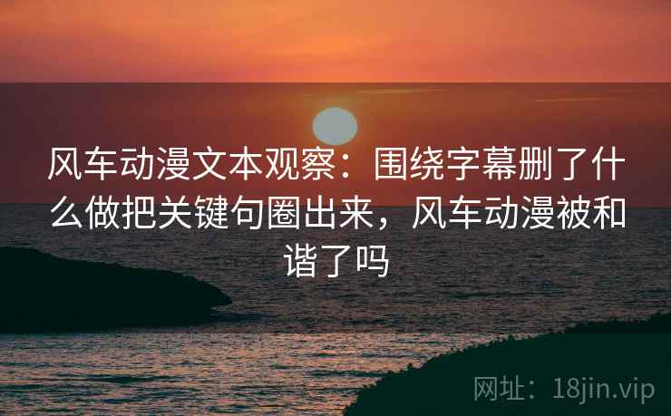 风车动漫文本观察：围绕字幕删了什么做把关键句圈出来，风车动漫被和谐了吗